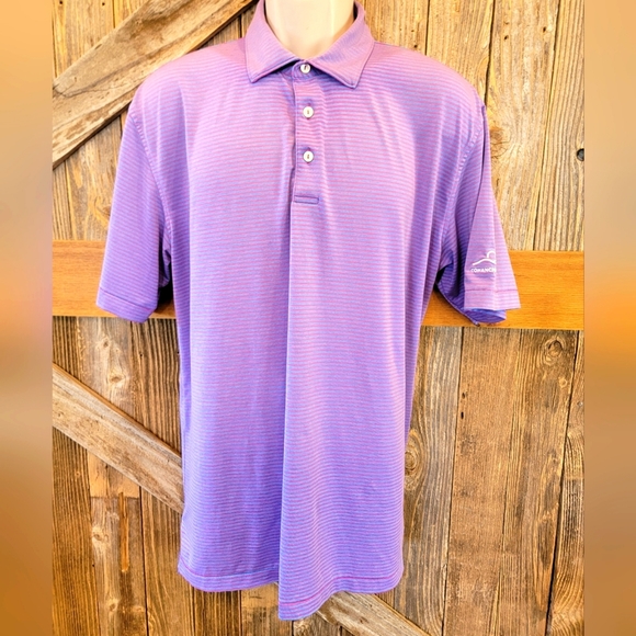 Peter Millar Other - Peter Millar Summer Comfort Polo golf Large Stripe Short Sleeve Comanche logo